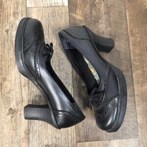 Y2K Mudd Chucky Black Platform Oxford Heels Lace Up Academia Goth Size 9 1/2 VNT